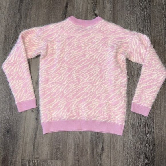 Simply Styled Women's Colorblock Pullover Sweater Zebra Pink White Size M Medium - Picture 5 of 5